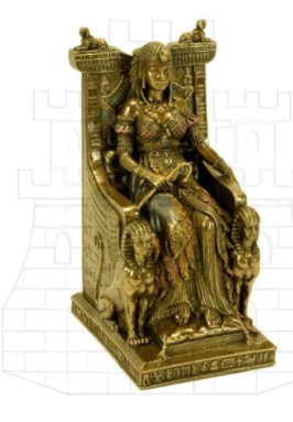 Figura Reina egipcia en su trono - Figuras de Cleopatra decoradas en resina