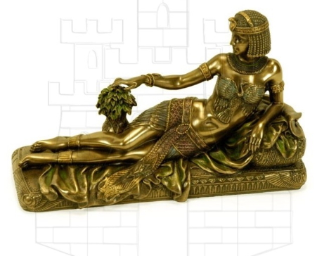 Figura egipcia Cleopatra acostada - Figuras de Cleopatra decoradas en resina