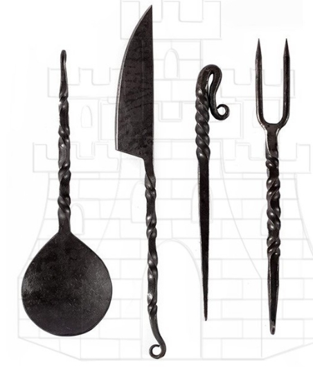 Juego cubiertos medievales forjados - Medieval Kitchen Tools