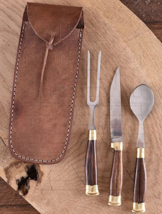 Set trinchante cuchillo y cuchara medieval - Utensili da cucina Medievali