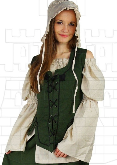 Chaleco medieval mujer color verde - Trajes y vestidos medievales de personajes de la época