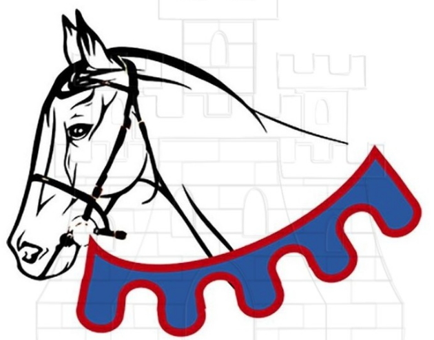 Decoración cuello caballo medieval azul - Decoración para cuello de caballo medieval