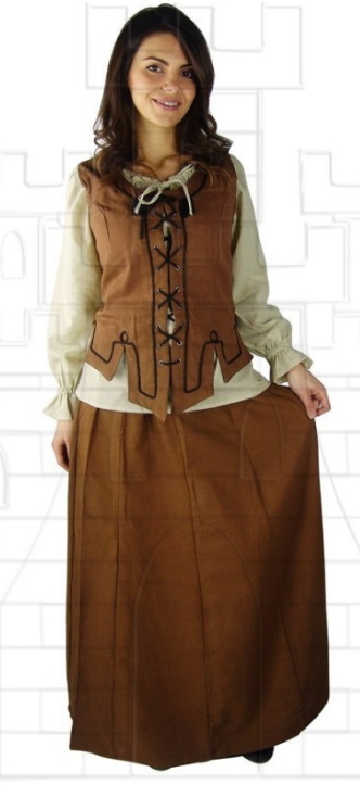 Falda medieval mujer Tabaco con chaleco