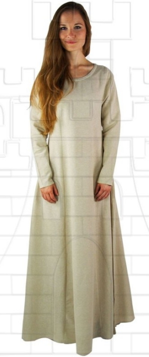 Tunica crema larga señora Medieval - Ropa, camisas y pantalones de los vikingos