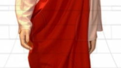 Vestido romano mujer rojo 250x141 - Vestidos medievales de mujer