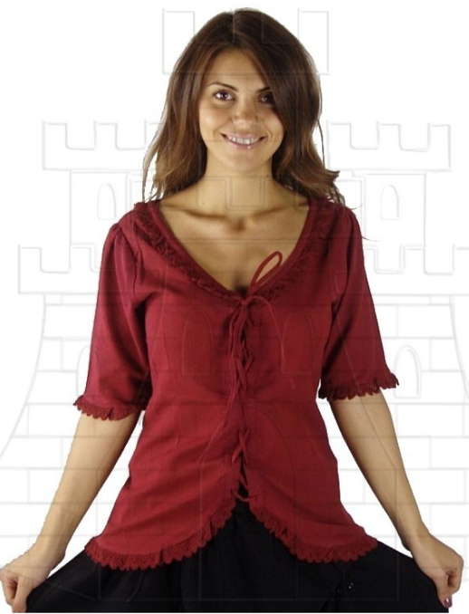 Blusa medieval algodón fino manga corta - Hermosas blusas medievales de mujer