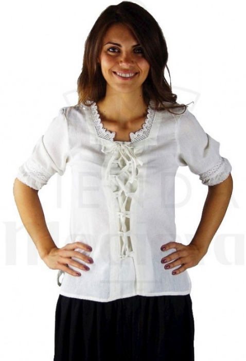Blusa medieval lazos blanca - Hermosas blusas medievales de mujer