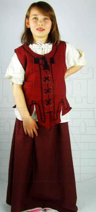 Chaleco medieval niña cordones - Elegante ropa de la época medieval