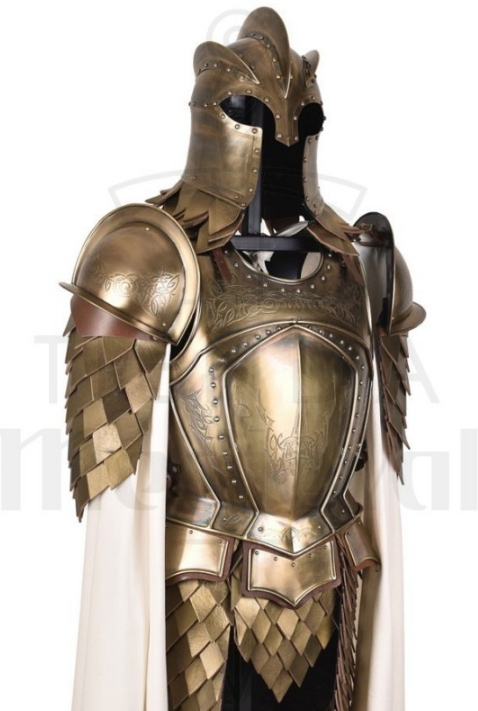 Armadura Guardia Real acero latonado - Casco medieval Guardia