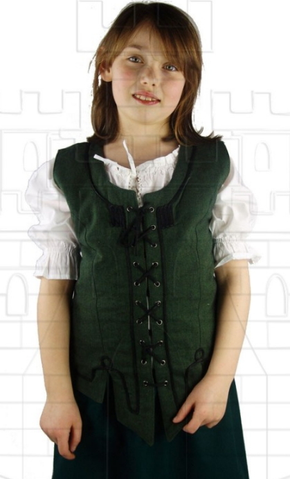 Chaleco medieval niña cordones verde
