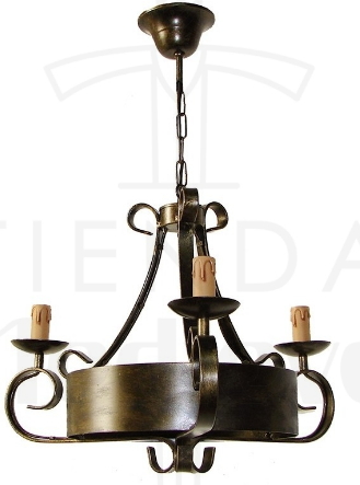 Lámpara de brazos en forja medieval