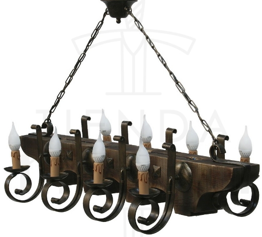 Wood and hand forged iron lamp