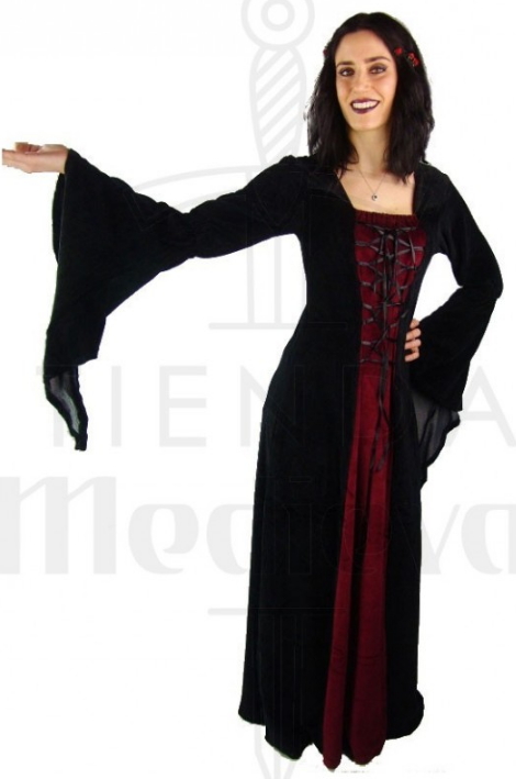 Vestido gótico negro rojo - Vestidos largos Góticos de mujer