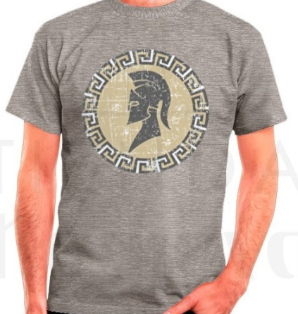 Camiseta Espartano gris - Toallas y chanclas de verano con estampados medievales y de época