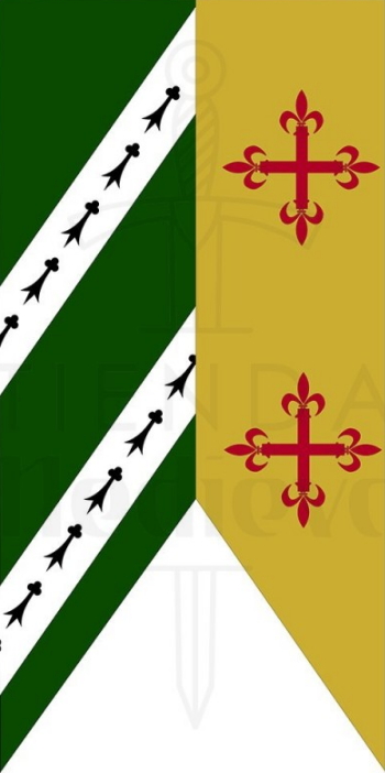 Estandarte Bicolor Verde Mostaza Cruces Medievales