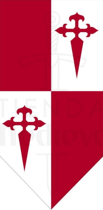 Estandarte medieval Cuartelado Cruz de Santiago - Espectaculares estandartes medievales