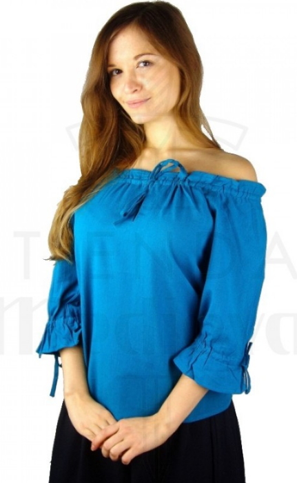 Blusa medieval para mujer color azul - Des Chemisiers et des chemises mediévales