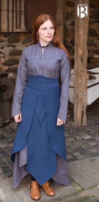Falda medieval Tharya algodón azul - Vestidos, faldas y blusas medievales de mujer