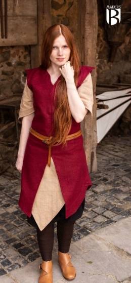 Túnica mujer Meril lana roja - Túnicas, briales y sobrevestas medievales para mujer