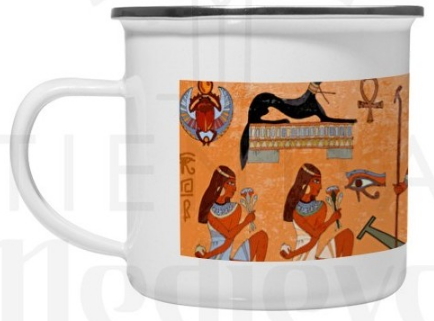Taza latón esmaltado iconos egipcios - Tazas de latón esmaltado con iconos de época