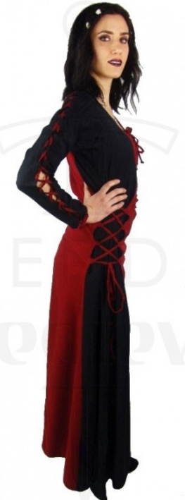 Vestido medeival andreea rojo y negro - Vestidos, faldas y blusas medievales de mujer