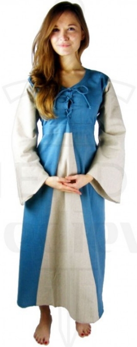 Vestido medieval algodón azul claro - Vestidos medievales de dama para fiesta