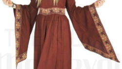 Vestido nobleza medieval rojo borgoña 250x141 - Tocados y bolsos redecilla medievales para mujer