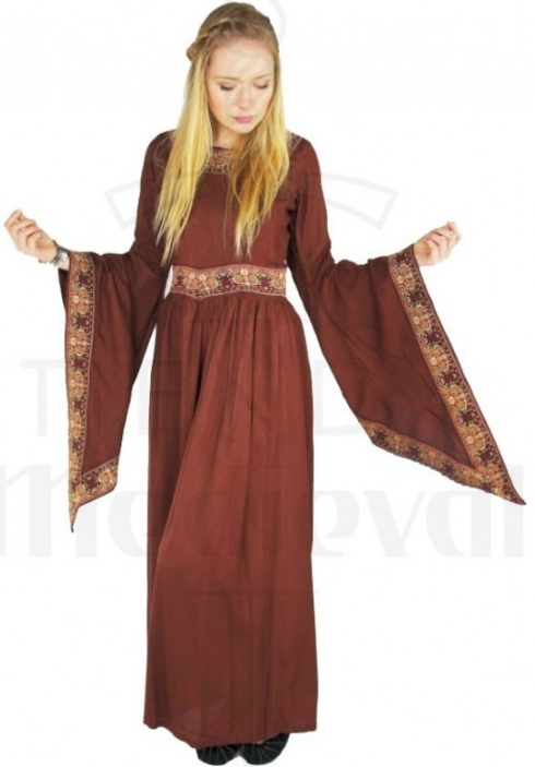Vestido nobleza medieval rojo borgoña - Novedosos diseños en trajes medievales