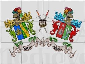 Mosaico Azulejos Escudos Heráldicos 2 Apellidos - Escudo Romano Tortuga