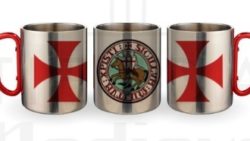 Taza de Acero Mosquetón Caballeros Templarios 250x141 - Jarras de cerveza, vasos y tazas con grabados celtas, templarios, romanos, egipcios y vikingos