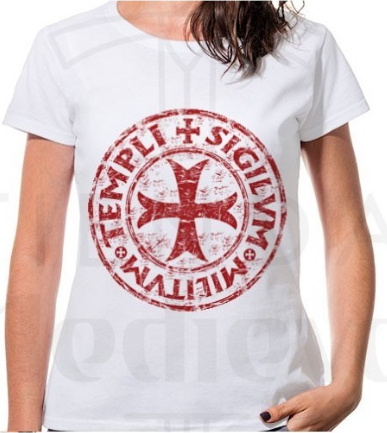 Camiseta Mujer Blanca Cruz Templarios manga corta - Camisetas medievales y templarias para mujer