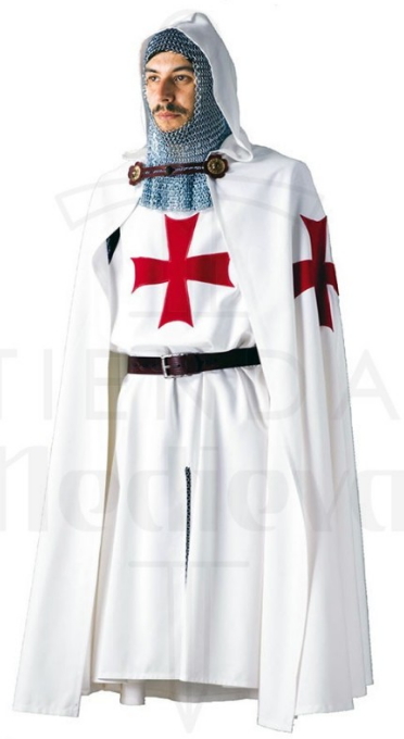 Capa Templaria con cruz bordada - Las Cruzadas y los Templarios