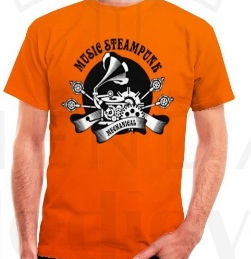 Camiseta Naranja SteamPunk Manga Corta - Te gusta el Steampunk