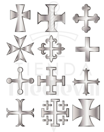 Tatuaje Temporal Con 12 Cruces Medievales