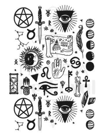 Tatuaje Temporal Con Iconos Medievales Y Esotericos