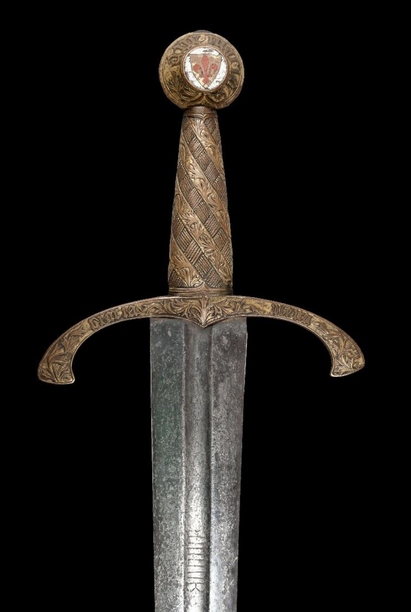 Espada de Cruz con inscripción mariana (siglo XIV)