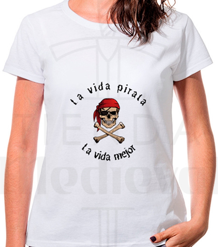 Camiseta Mujer La Vida Pirata En Blanco