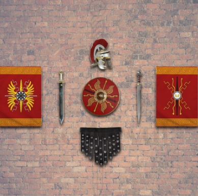 Panoplia Armas Legiones Romanas. Estandartes Escudo Gladius Casco Y Cingulum