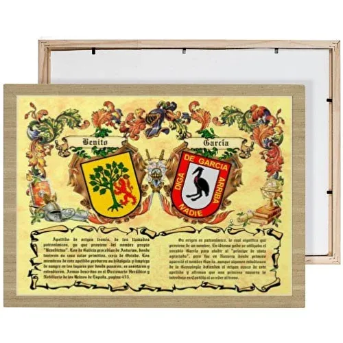 Bild mit heraldischen Wappen zweier Familiennamen