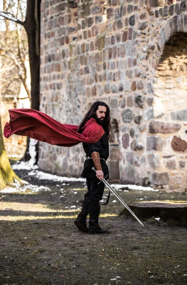 Long red medieval cloak