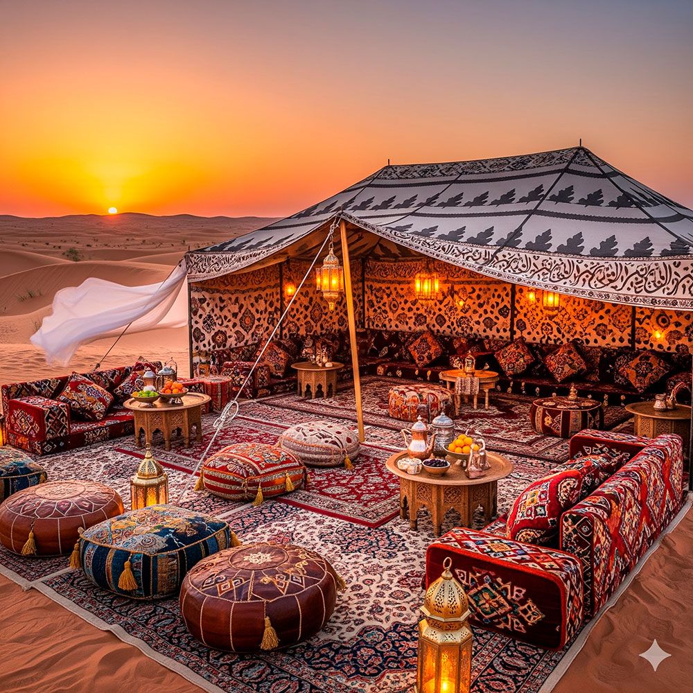 Decorated interior of an Arab jaima