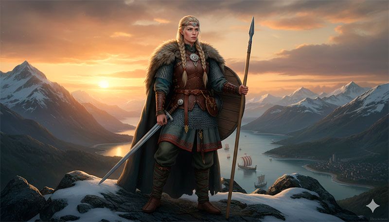 Illustrazione di donne guerriere vichinghe