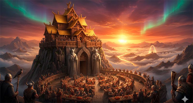 Illustrazione del Valhalla in Asgard