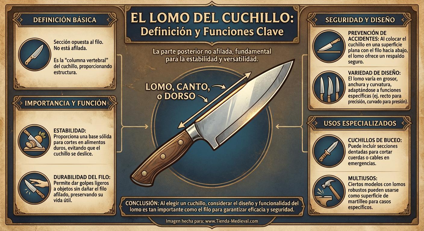 ¿Qué es el lomo en un cuchillo?
