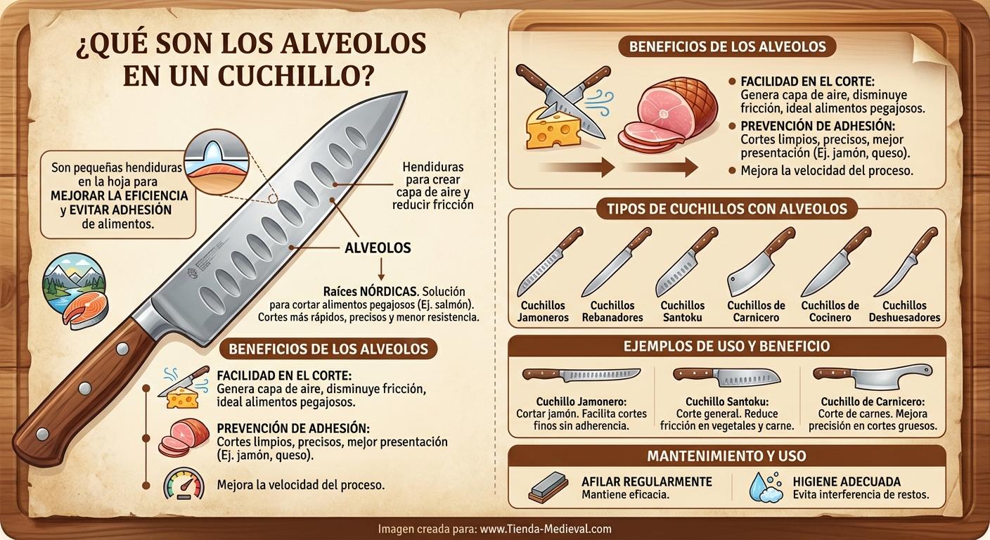 ¿Qué son los Alveolos en un cuchillo?