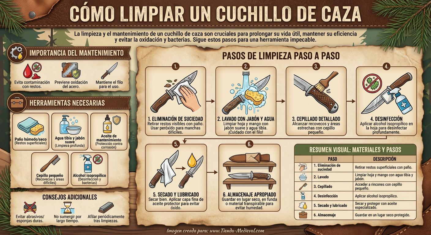 ¿Cómo limpiar un cuchillo de caza?