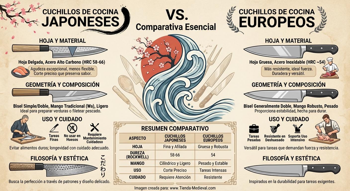 Cuchillos de cocina europeos Vs. cuchillos japoneses