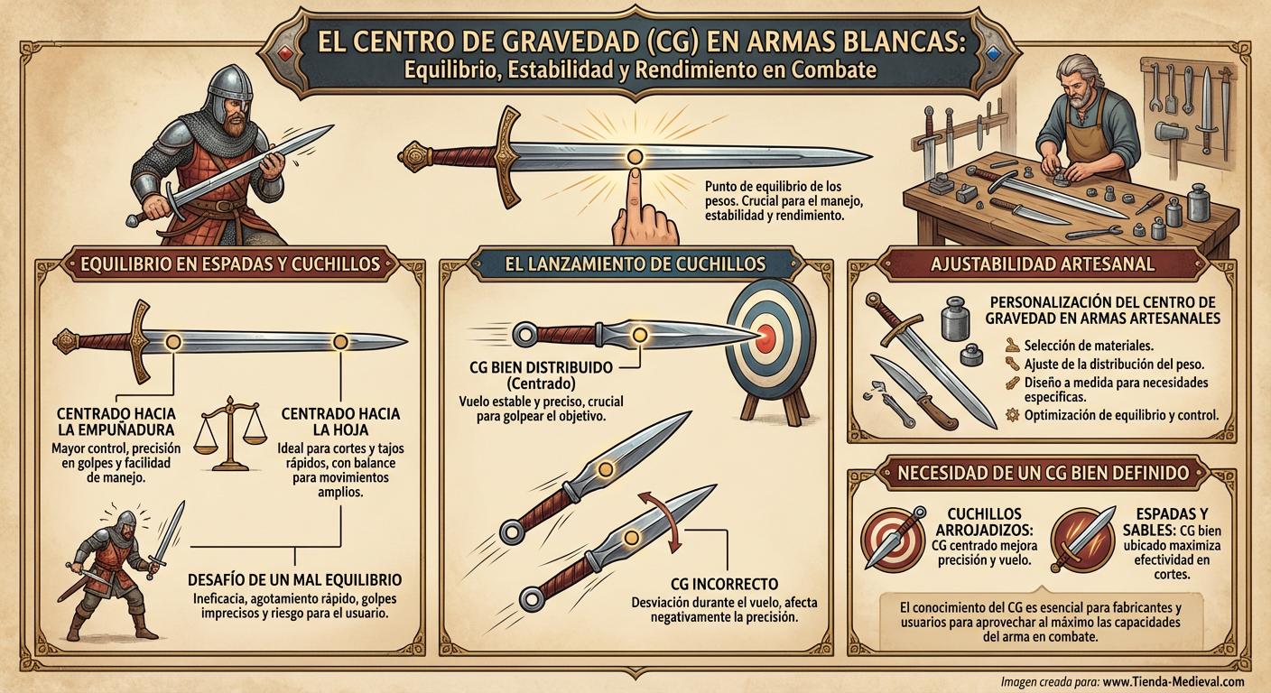 ¿Qué es el centro de gravedad de un arma blanca?
