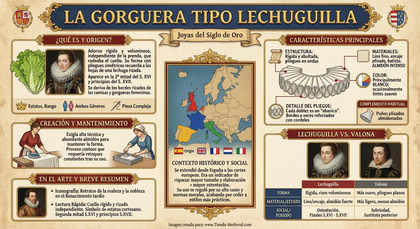 ¿Qué es una gorguera tipo lechuguilla?